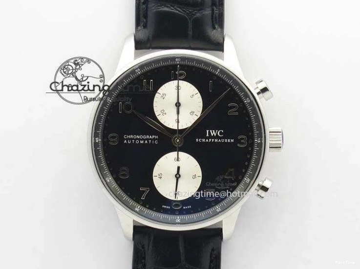 MIROTIME 0313 Modern Portuguese IW371404 ZF V3 1:1 Best Edition SS Black Dial On Black Leather Strap A 7267